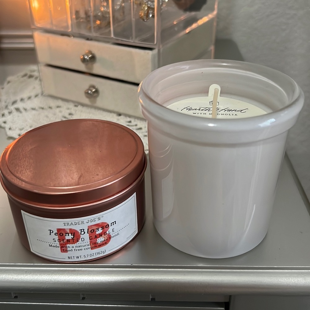 Trader Joe’s peony blossom candle and other